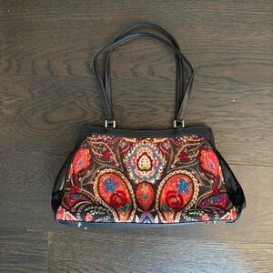 Vintage 90s Isabella Fiore Multicolor Paisley Beaded Bag